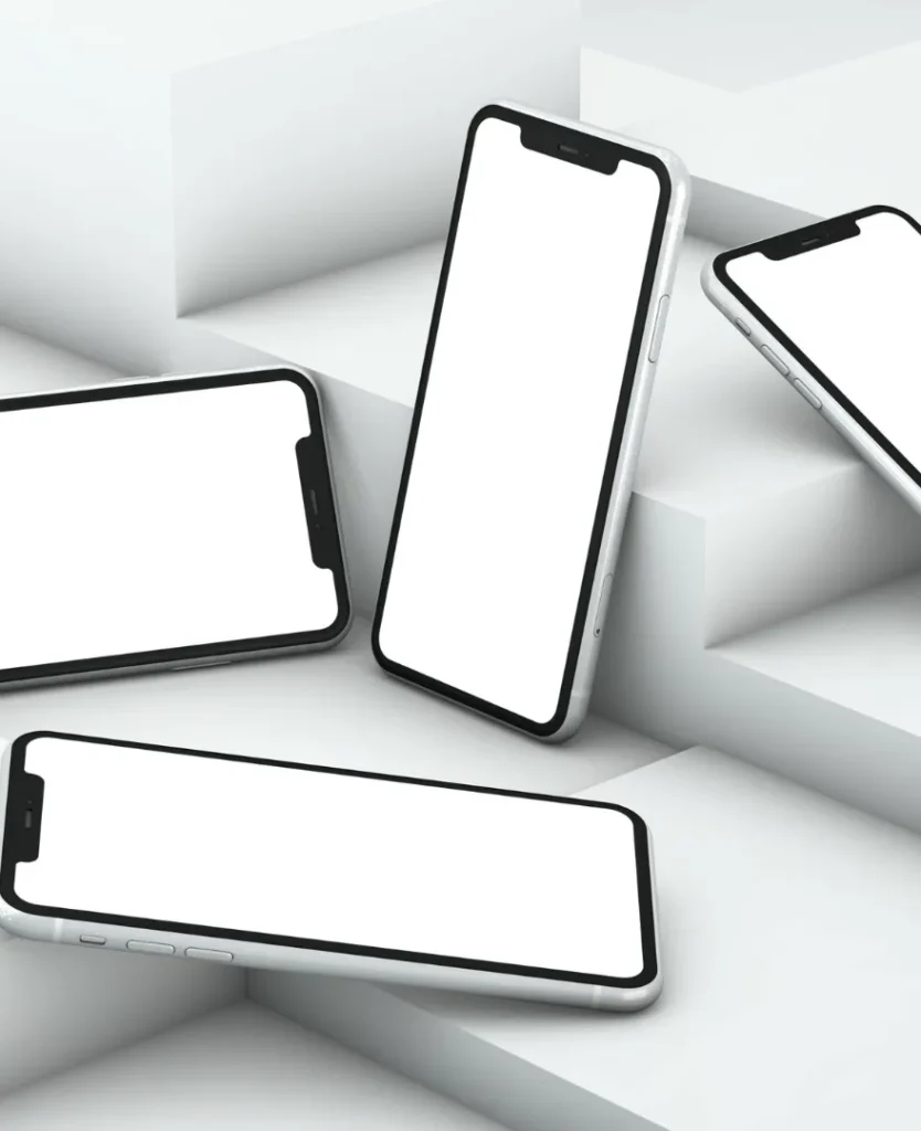 Celulares custo-benefício de 2025 com tela grande em fundo branco minimalista